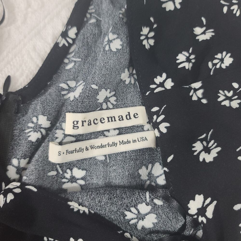 Gracemade Shalom jumpsuit women black white floral Size Small Resort wear Office - Picture 10 of 12
